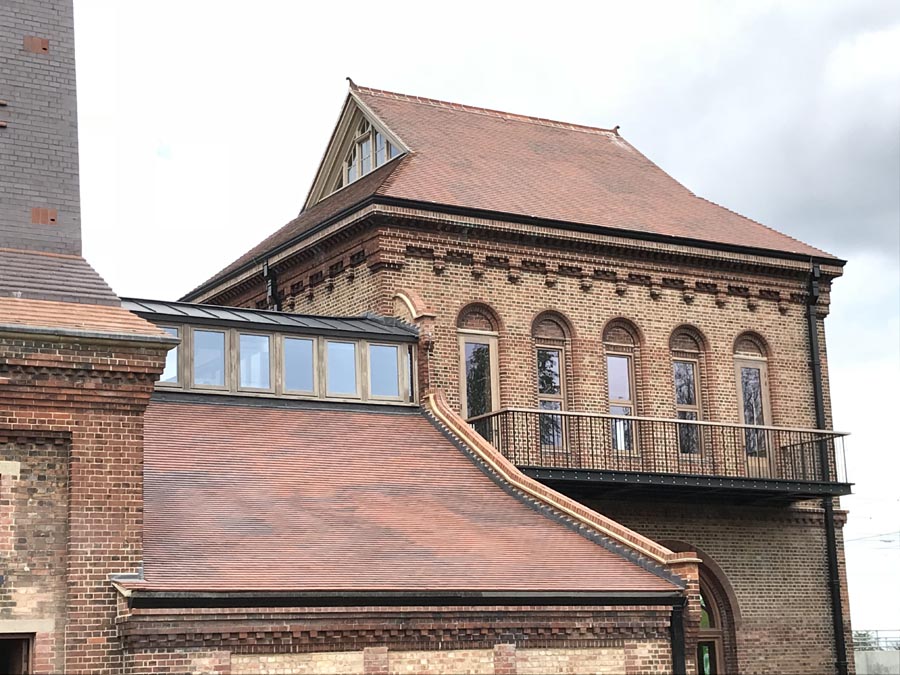 Brown Antique tiles at Walthamstow Wetlands